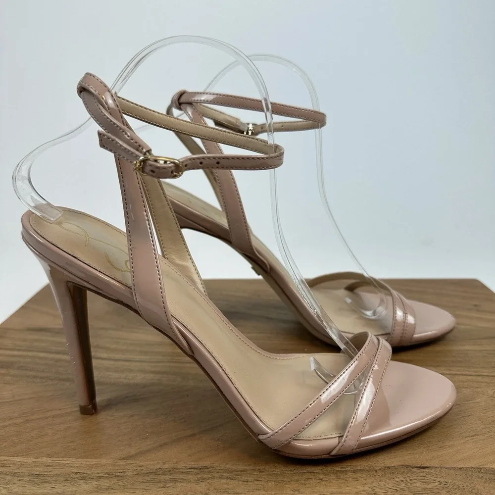 New‎ NWOB Womens Sam Edelman Gemmie Nude Patent Strappy Stiletto Heels Size 10 M